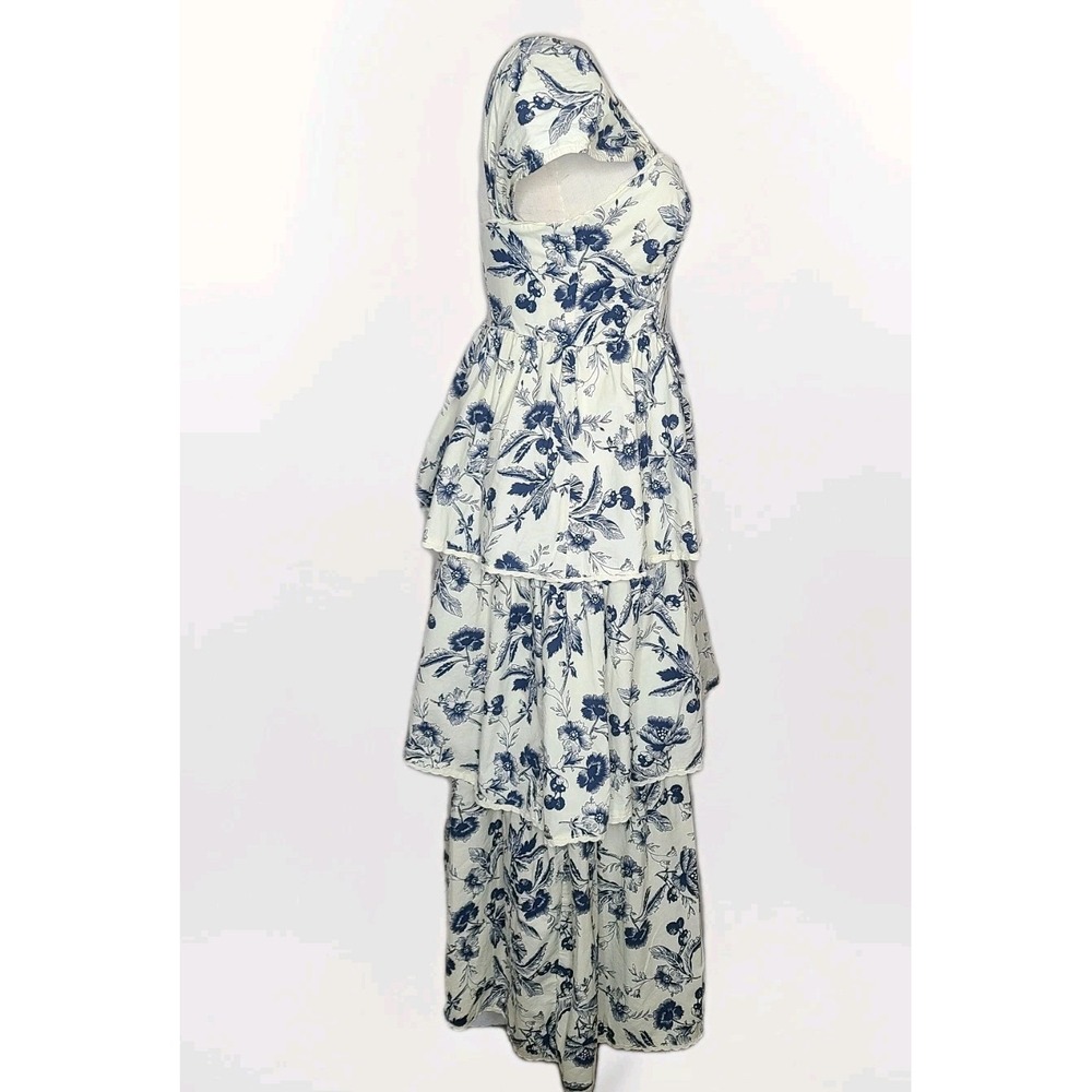 SOFIA The‎ Label Women's Blue The Saratogian Floral Tiered Ruffle Dress Sz S - Picture 4 of 7